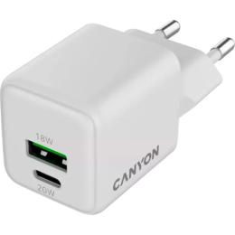 Адаптер живлення для телефона Canyon CU20AC GaN 20W White (CNS-CUW20AC)