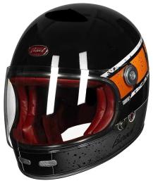 Мотошолом Beon B-510 FIBER graffiti SHINY розмір XL Black Orange