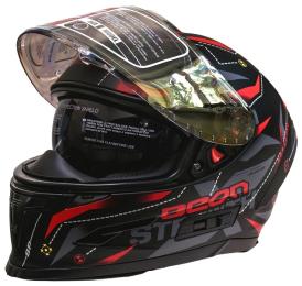 Мотошолом Beon TECH MATT розмір ХL Black Red