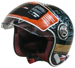 Мотошолом Beon B-108A ABS MOTO SHINY XXL Black Gold