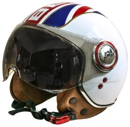 Мотошолом Beon B-110B FLAG SHINY XL White