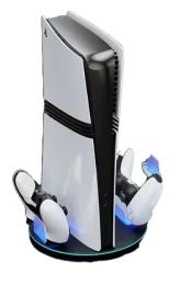 Зарядна станція для геймпада Infinity Vertical Console Stand with Two Controller USB Charging Slots for PS5,PS5,Pro, PS5 Slim With RGB Lig Black