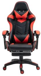 Крісло геймерське професійне Gamery з масажною подушкою, чорно-червоне компютерне