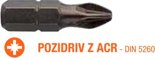 Набір біт USH Industry Pozidriv ACR PZ2 x 25 мм (UUSE0012861) з зубцями 5 шт