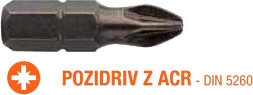 Набір біт USH Industry Pozidriv ACR PZ3 x 25 мм (UUSE0012862) з зубцями 5 шт