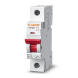 Автоматичний вимикач Videx RS4 Resist 1п 25А 4.5кА тип С White (VF-RS4-AV1C25)