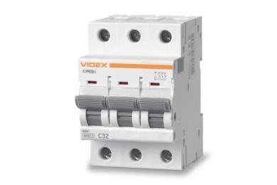 Автоматичний вимикач Videx RS6 Resist 3п 32А 6кА тип С White (VF-RS6-AV3C32)