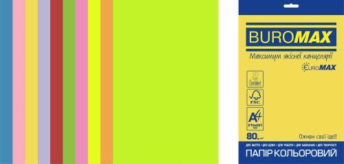 Папір Buromax BM.2721850E-99 EUROMAX, А4, 80g, NEON+INTENSIVE, 10colors, 50sh