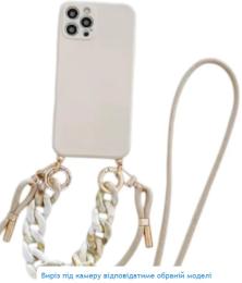 Чохол-накладка Infinity Luxury Marble Agate Silicone Cover для iPhone 15 Cream №2 + шнурок