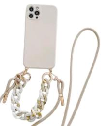 Чохол-накладка Infinity Luxury Marble Agate Silicone Cover для iPhone 15 Pro Cream №2 + шнурок