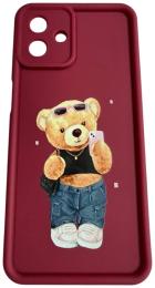 Чохол-накладка Infinity Silicon Print for Samsung Galaxy A57 4G Bordo Ведмедик