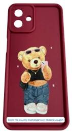Чохол-накладка Infinity Silicon Print for Samsung Galaxy A07 4G Bordo Ведмедик