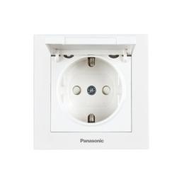 Розетка Panasonic Karre Plus 55 White із захисними шторками, з кришкою (WDTC92102WH-UA1)
