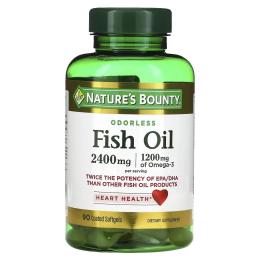 Рибячий жир Natures Bounty Odorless Fish Oil 2400 мг 90 гелевих капсул (NRT-17130)