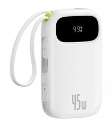 Зовнішній портативний акумулятор Baseus EnerFill FC31 Qpow 3 Digital Display with USB-C + iP Cables 20000mAh Moon White 45W (E0028D01)