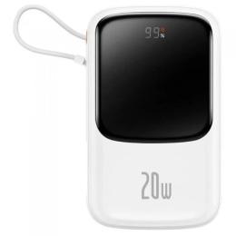 Зовнішній портативний акумулятор Baseus Qpow Pro Digital Display 10000mAh White 20W iP Edition (PPQD060002)