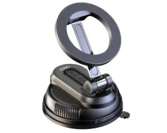 Тримач в авто XO C175 Removable vacuum Manual Suction Cup magsafe magnetic holder Black (6975837584143)