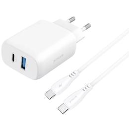 Мережевий зарядний пристрій для телефона Proove Silicone Power 2 30W White (+кабель)