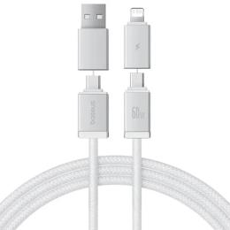 Дата-кабель Baseus Versatile Two-for-Two Type-C + USB (тато)  -  Type-C + Lightning (тато), 1m White 60W (P10383000211-00)