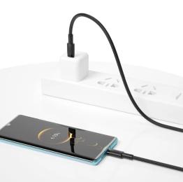 Дата-кабель XO NBQ199 High Power Braided Type-C (тато)  -  Type-C (тато), 1m Black 100W