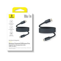 Дата-кабель Baseus Foamed Silicone Pro Magnetic Type-C (тато)  -  Type-C (тато), 1m Black 100W (E0426D00)