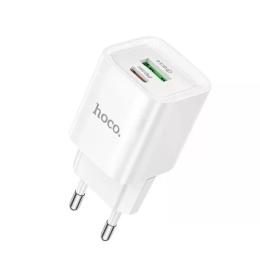 Адаптер живлення для телефона Hoco C147A PD20W+QC3.0 (1USB-A/1C) White