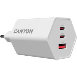 Адаптер живлення для телефона Canyon charger HEXAGON 65 GaN 65W 2xPD 1xQC EU White