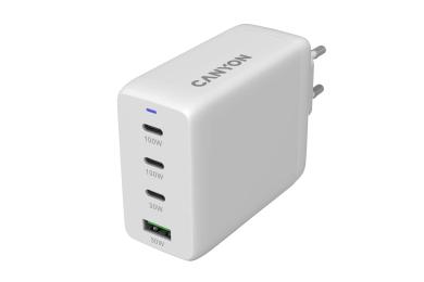 Адаптер живлення для телефона Canyon charger CU100ACC GaN 100W 3xPD 1xQC White