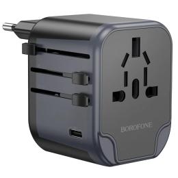 Адаптер живлення для телефона Borofone BAC12 Leader 3-port(1C2A) universal conversion charger Black
