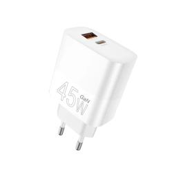 Адаптер живлення для телефона WUW WUW-C209 45W PD USB-C + USB QC3.0 18W White