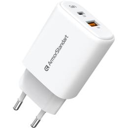 Адаптер живлення для телефона ArmorStandart AR-T252WEU 25W GaN USB-C+ USB-A White (ARM89532)