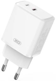 Адаптер живлення для телефона XO L145 double USB-L/USB-C 20W 3A White
