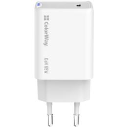 Адаптер живлення для телефона ColorWay GaN Mini 65W PD Port PPS USB-C White (CW-CHS049PD-WT)