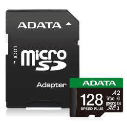 Карта памяті ADATA SPEED PLUS 128Gb Class 10 V30 A2 + SD-adapter Black (UD128GUI3V30A2SP-RA1)