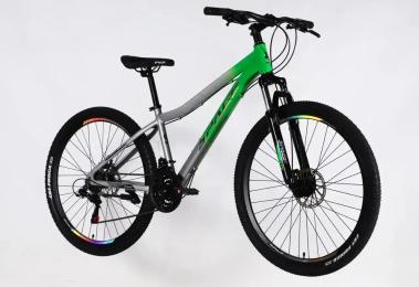 Велосипед SPACE AL 27.5 LYRA DD FR рама-15 2026 Silver Green (OPS-SP-27.5-096)