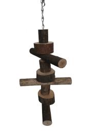 Іграшка Trixie Natural Living для папуг підвісна з ланцюжком і мотузкою дерево 40 см (5870)