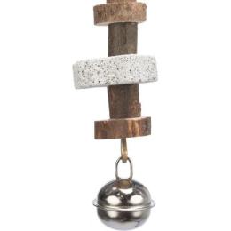 Іграшка Trixie для птахів підвісна з вулканічним каменем і кулькою дерево 16 см (58951)