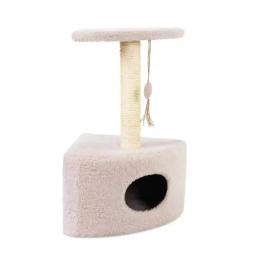 Дряпка Природа Д11у для котів кутова з будкою бежева 39x39x65 см (PR740313)