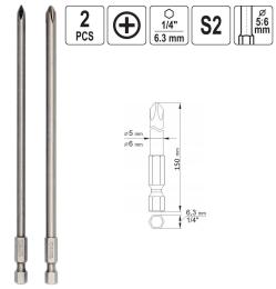Набір біт YATO Philips PH1, PH2 x 150 мм (YT-0489) 2 шт