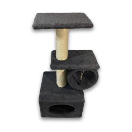 Дряпка Природа Саванна для котів з барабаном сіра 38x38x90 см (PR244263)