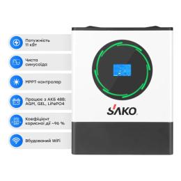 Сонячний інвертор Sako SUNPOLO-11K 11KW/48V + 150A MPPT White (42-00157)