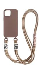 Чохол-накладка Infinity Crossbody Lanyard Necklace Silicone Cover для iPhone 15 Pro Cream + шнурок