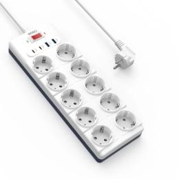 Мережевий фільтр WIWU 14 in 1 20W GaN Power Strip 2C + 2A + 10AC Wi-S008 EU (2 m) White (6977703656268)
