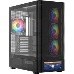 Корпус для ПК ModeCom VOLCANO AQ500 ARGB MIDI FRONT LCD Black без БЖ