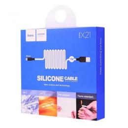 Дата-кабель Hoco Silicone X21 1m USB(тато) - microUSB(тато) White