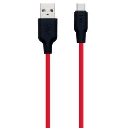 Дата-кабель Hoco Silicone X21 USB (тато) - USB Type C (тато) 1m Black Red