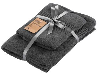 Рушник Ardesto Lotus 50х90см, 70х140см, 2шт, 100% бавовна Dark Gray (ART2357MC)