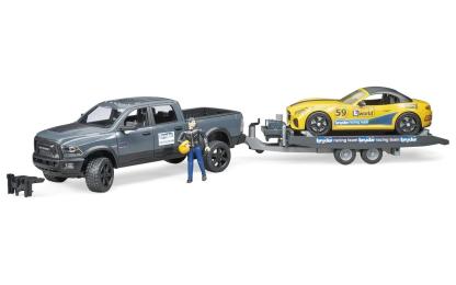 Іграшкова техніка Bruder 02504 Джип Dodge RAM 2500 з причепом-евакуатором і родстером