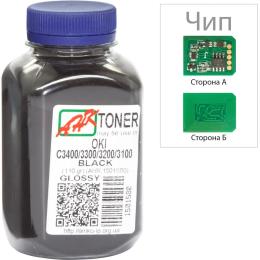 Принтерний тонер AHK OKI C3400/3300, 110г + chip Black (1502693)