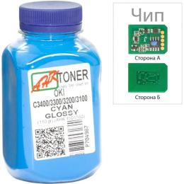 Принтерний тонер AHK OKI C3400/3300, 110г + chip Cyan (1502695)